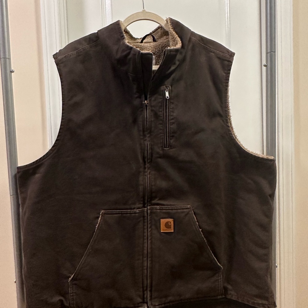 Carhartt Brown Vest with Sherpa Lining